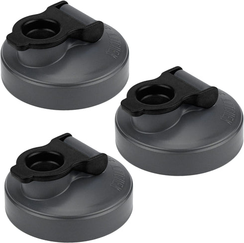 County Line Kitchen Wide Mouth Mason Jar Flip Cap Lid, Durable, Airtight, Leak-Proof Seal - Black, 3 Pack