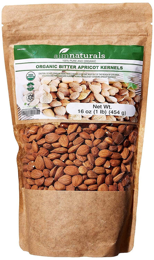 Bitter Apricot Kernels Organic Raw (1LB)-100% USDA Organic Certified– Bitter Apricot Seeds Organic Raw - Product of Turkey (Free Electronic Book)