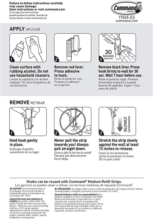 Command Medium Wire Toggle Hook Value Pack, White, 7-Hooks, 8-Strips, Organize Damage-Free