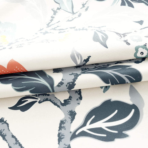 DriftAway Ada Botanical Print Lined Flower Leaf Thermal Insulated Window Valance Rod Pocket 52 Inch by 14 Inch Plus 1.75 Inch Header Ivory Orange Teal 1 Pack