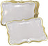 10 White Rectangle Trays with Gold Rim Border for Elegant Dessert Table Serving Parties 9" X 13" Heavy Duty Disposable Paper Cardboard for Platters, Cupcake Display, Birthday Party, Weddings Food Safe
