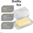 GOURMEX Large Butter Holder with Lid | Fits One Pound of Butter | Ideal Butter Keeper for Salted, Unsalted and Flavored Butter in Fridge | Ceramic White Covered Butter Dish is Dishwasher Safe
