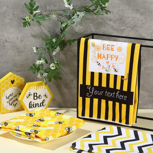 6 Pieces Bee Theme Kitchen Tea Towels Home Stylish Dish Towel Farmhouse Theme Animal Kitchen Bar Towels Honeycomb Kitchen Tea Towels, Bee Kitchen Decor 16 Inches x 24 Inches, Set of 6