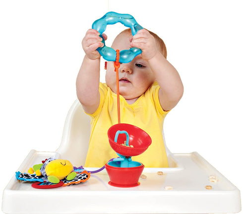 Grapple Suction High Chair Toy Holder | 3 Toy Tethers Keep Toys from Falling | Holds Teethers, Toys, Snack Cups | for Babies 6-12 Months | Perfect for Travel and Restaurants|