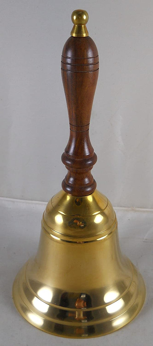 Solid Brass School Bell w/ Wood Handle ~ School Bell
