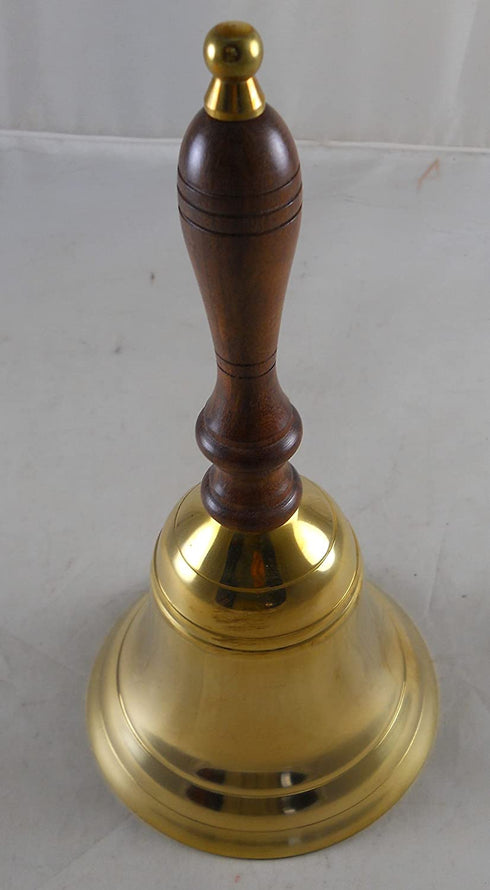 Solid Brass School Bell w/ Wood Handle ~ School Bell
