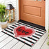 Valentine's Day Area Rug Doormat, Valentines Day Black White Striped Door Mat with Non Slip Backing, Romantic Red Heart Entrance Mats for Indoor Outdoor, Valentine's Day Home Decor, 18 x 30 Inch