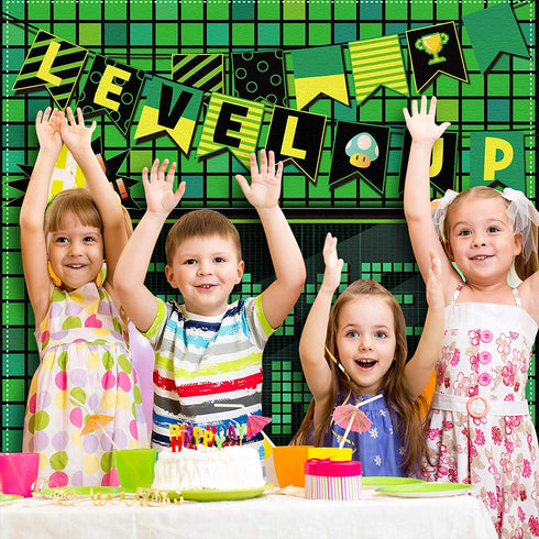 Video Game Party Decoration Video Gaming Photo Door Backdrop Game On Boys Birthday Photo Banner Gamer Room Decor for Game Fans Video Gamer Party Decoration Supplies, 6 x 3 Feet