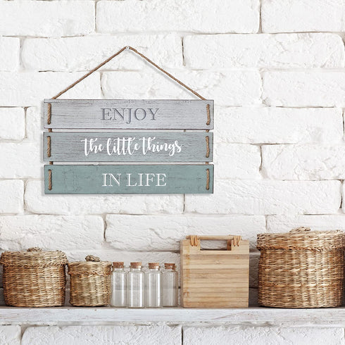 Barnyard Designs Enjoy The Little Things In Life Quote Wall Decor, Decorative Wood Plank Hanging Sign 17? x 10.25?