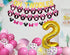 Amandir Cartoon Mouse 2nd Birthday Party Supplies, Oh Twodles Happy Birthday Banner Number 2 Pink Balloons Cartoon Mouse Cake Topper for 2nd Minie Mouse Birthday Party Favors Decorations for Girls