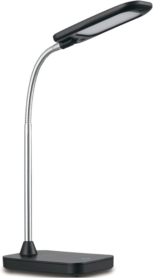 Globe Electric 12792 LED Integrated Black Desk Lamp, Chrome Gooseneck