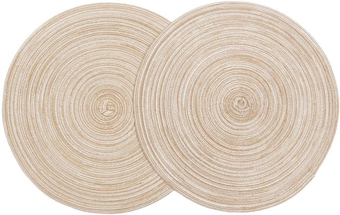 SHACOS Round Braided Placemats Set of 8 Round Table Mats for Dining Tables (Beige, 8)