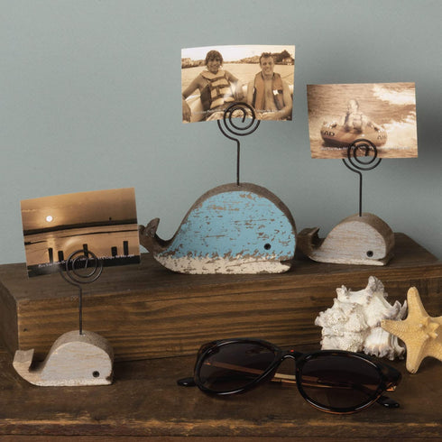 Primitives by Kathy 103281 Wood Photo Holder Blocks, Set of 3, Whales
