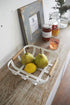 Yamazaki Home Kitchen Decorative Metal Holder Bowl | Steel + Wood | Fruit Basket, One Size, White