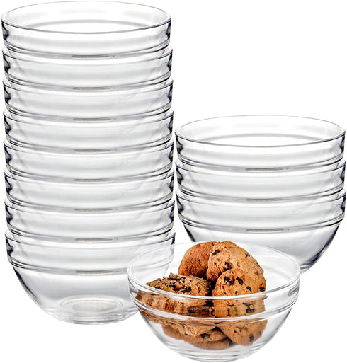 5 Inch Small Glass Bowls 12 Pack,WERTIOO Food Prep Bowl Glass Tiny Ramekins for Kitchen Dessert, Dips, and Candy Dishes Nut