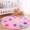 RUGICI Pink Round Rug for Girls Bedroom, Fluffy Circle Rugs for Kids Room, Fuzzy Shaggy Area Rug, Furry Star Play Mat for Princess Tent, Nursery Rug for Baby Teen Girls Room Decor, 4 ft
