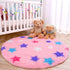 RUGICI Pink Round Rug for Girls Bedroom, Fluffy Circle Rugs for Kids Room, Fuzzy Shaggy Area Rug, Furry Star Play Mat for Princess Tent, Nursery Rug for Baby Teen Girls Room Decor, 4 ft