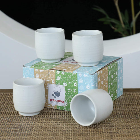 TEANAGOO Pottery Chinese Tea Cup Tea Cup, 5.8 Oz, Junware, TC03 Grey, 4 Pcs/box, Occupied Japan Tea Cups Porcelian Asian Tea Cups No Handles Japanese Tea K Cups