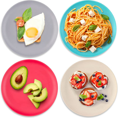 Get Fresh Bamboo Plates 4 Pack, Bamboo Dinnerware, Bamboo Fiber Dinnerware Set Multiple Colors, Bamboo Fiber Plates for Healthy Dining