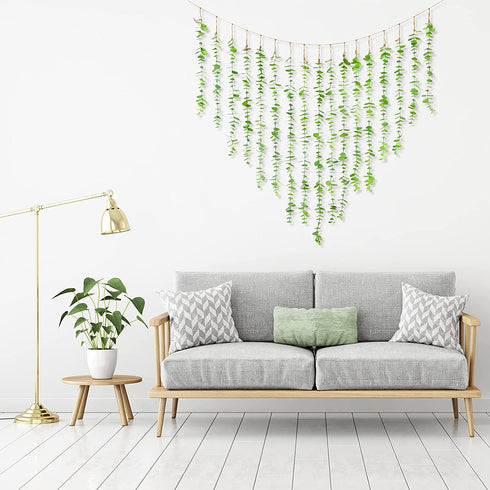 Eucalyptus Hanging Wall Decor Artificial Boho Decor Fake Eucalyptus Vine Decoration for Bathroom Bedroom Farmhouse Nursery House