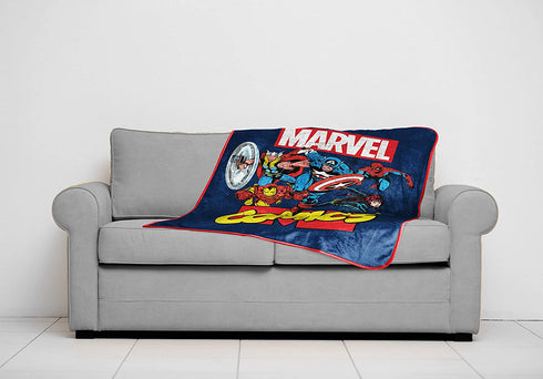 Marvel Comics Avengers Heroes Throw Blanket - Measures 46 x 60 inches, Kids Bedding Features Captain America, Spiderman, & Iron Man - Fade Resistant Super Soft Fleece (Official Marvel Product)