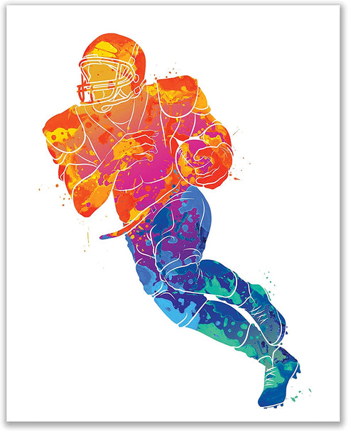 Football Vector Wall Art Decor Prints - Set of 3 (8x10) Inch Poster Photos - Kids Bedroom - Gift Idea - Man Cave