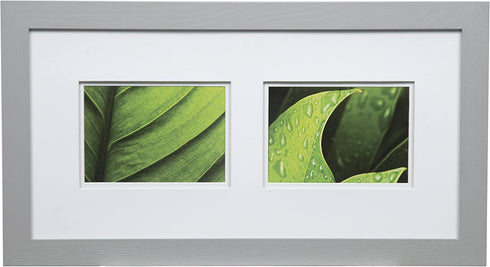 Gallery Solutions Wall Mount Double Mat Picture Frame, 2-5" x 7", Gray/White