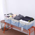Fabric Storage Basket Set of 3, Foldable Linen Storage Box for Nursery and Home, Collapsible Canvas Shelf Basket for Wardrobe or Bedroom, Blue and White