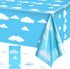 Blue Sky White Clouds Birthday Party Supplies Cartoon Story Tablecloth Party Table Cover Cartoon Table Banner for Baby Kids Shower Birthday Party Decorations, 54 x 108 Inch?1 Piece?