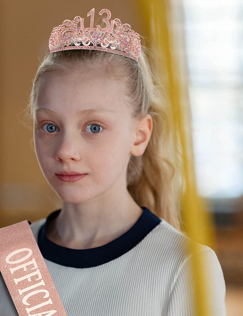 13th Birthday Gifts for Girls, 13th Birthday Tiara and Sash, 13th Birthday Decorations for Girl, 13th Birthday Crown and Sash for Girl, 13 Sash for Girl, 13 Tiaras and Crowns for Girls