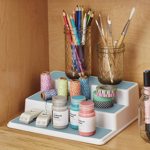 Copco Basics 3-Tier Spice Pantry Kitchen Cabinet Organizer, 10-Inch, Cameo Blue