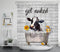 ECOTOB Get Naked Cow Shower Curtain, Funny Farmhouse Cow with Sunflower Yellow Duck in Bubble Bathtub Shower Curtain Decor Cute Cattle Pattern on Rustic Wood Fabric Bath Curtain with Hooks, 72X72 inch