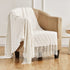 TOUCHAT Knitted Throw Blankets for Couch, Sofa and Bed, Lightweight Soft Knit Blanket with Tassel, Decorative Cozy Farmhouse Throw Blankets for Women and Man (50"x60", Cream White-D)
