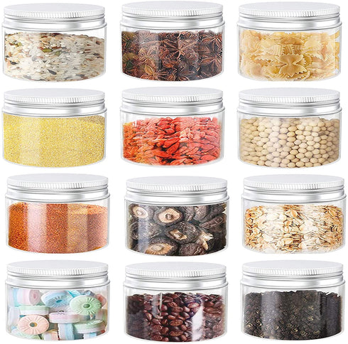 8 Ounce Plastic Jars Clear Plastic Mason Jars Storage Containers Wide Mouth With Lids For Kitchen & Household Storage Airtight Container 12 PCS