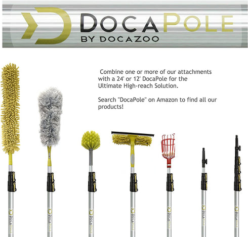 DocaPole Window Squeegee and Scrubber Combo Attachment, 3 Squeegee Blades Included, Compatible with Any DocaPole