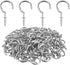 Powlankou 1inch Nickel Plated Metal Screw-in Ceiling Hooks Cup Hooks Silver, 120 Pieces