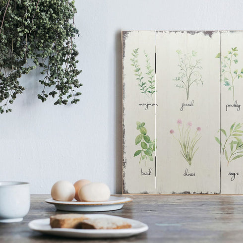 Barnyard Designs Kitchen Herbs and Spices Wooden Plaque Botanical Print Sign Rustic Country Farmhouse Wall Art Decor 15.75 x 11.75