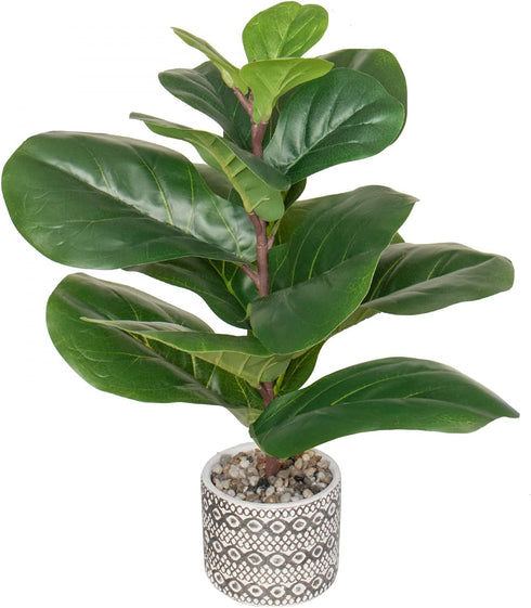 SenseYo Artificial Fiddle Leaf Fig Tree 18" Faux Ficus Lyrata in Pot Natural Fake Tree with 13 Leaves Lifelike Greenery Plant Tree Indoor Outdoor Decor for House Home Office Perfect Housewarming Gift