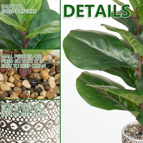 SenseYo Artificial Fiddle Leaf Fig Tree 18" Faux Ficus Lyrata in Pot Natural Fake Tree with 13 Leaves Lifelike Greenery Plant Tree Indoor Outdoor Decor for House Home Office Perfect Housewarming Gift