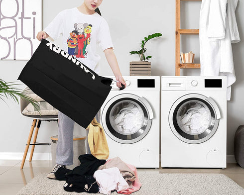 OUPAI 115L X-Large Laundry Basket Collapsible, Stand Up Clothes Hamper, Folding Dirty Laundry Hamper Basket for Clothes Storage, Large Laundry Bin with Padded Handles (Black)