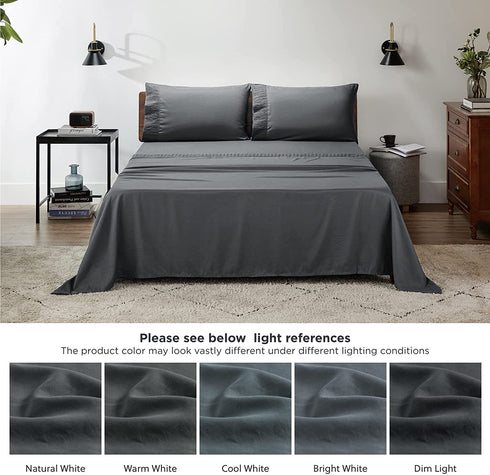 Bedsure Queen Sheets Set Grey - Soft Bed Sheets for Queen Size Bed, Cooling Microfiber Bedding Sheets & Pillowcases Sets?4 Pieces Queen Size Sheets