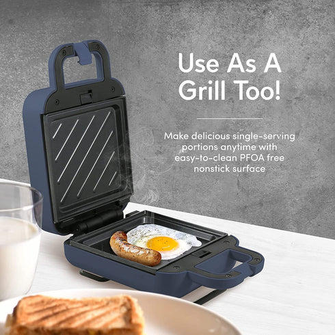 Elite Gourmet by Maxi-Matic EWM1500BG Electric 3-in-1 Nonstick 1-Inch Thick Waffle & Grill Non-Stick PFOA-Free Belgian Waffle Maker Iron, Breakfast, Sandwiches, Snacks, Burgers and more, Single, blue