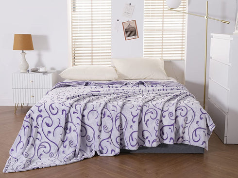SOCHOW Uragiri Flannel Fleece Throw Blanket, Lightweight Super Soft Cozy Plush Bed Blanket, 60 — 80 Inches, Purple