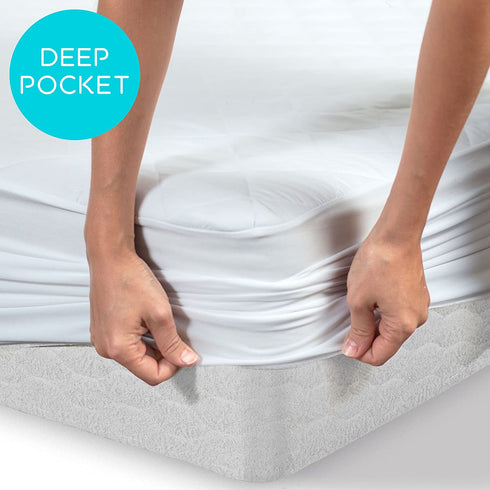 Full Mattress Pad Cover Fitted - Full Bed Mattress Cover Size 54x75 inches Stretches to 16 Deep Pocket- Fitted Quilted Sheet for Full Mattress , White