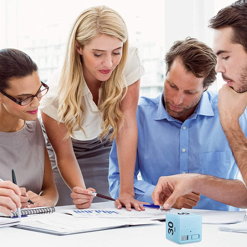 2 Pieces Cube Timers Gravity Sensor Flip Timer Kids Timer Workout Timer and Game Timer for Time Management, Holiday Surprise, 1 3 5 10 Minutes and 15 20 30 60 Minutes (White, Blue)