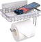 Toilet Paper Holder with Shelf, LKKL Toilet Tissue Paper Holder Wall Mounted, Bathroom Toilet Paper Roll Holder Storage, Bathroom Accessory Tissue Roll Dispenser and Shelf - Silver