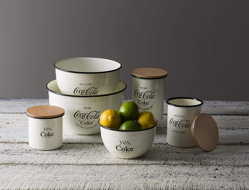 Tablecraft Enamel Large Canister with Lid 4.5 x 4.5 x 6", White (400806)