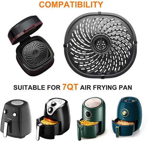 Air Fryer Grill Pan for Power XL Gowise 7QT Air Fryers,Nonstick Coating Crisper Plate,Air Fryer Replacement Parts,Air Fryer Rack,Air Fryer Accessories, Dishwasher Safe