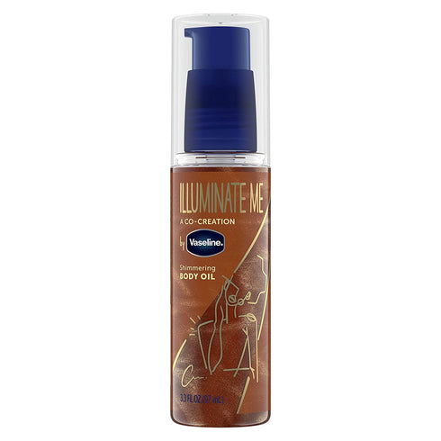 Vaseline Illuminate Me Shimmering Body Oil Created for Melanin Rich Skin Body Oil Illuminates Skin with Finishing Touch of Shimmer for Glowing Skin 3.3 oz