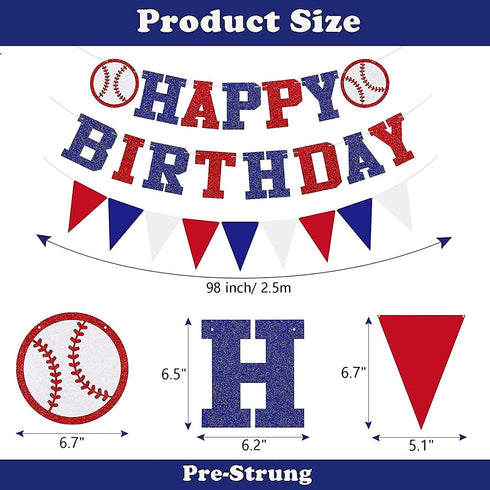 Baseball Birthday Decorations - Baseball Party Supplies Kit Set of Birthday Banner,Pennant Banner,Baseball Balloons and Baseball cake topper for Baseball/Sports Theme party decor